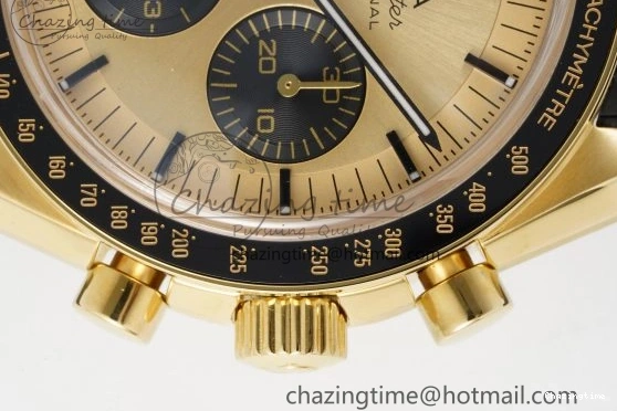 0327 TimelessDesign Speedmaster Moonwatch in Moonshine Gold YG RMF Best Edition YG Dial on Black Rubber Strap Manual Chrono 7834